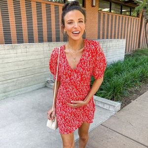 Lush Ditsy Print Button Wrap Dress